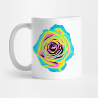 Aqua and Yellow Holo Rose Mug